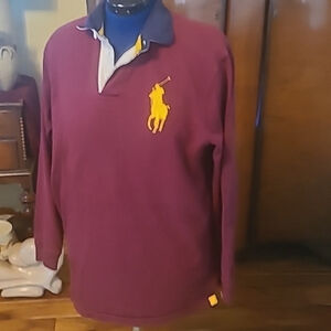 Polo/Ralph Lauren burgundy/ gold sz M. embroidered vented #2. (#1027).